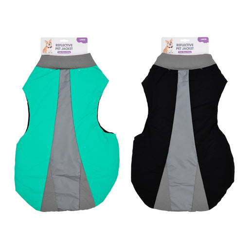 60cm reflective pet jacket in black and green