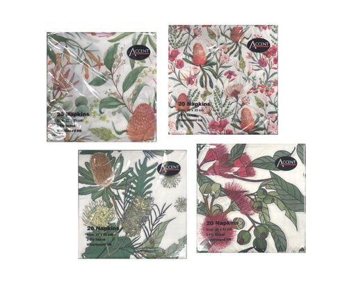 Australian native assorted 2 ply napkins 33 x 33 cm
