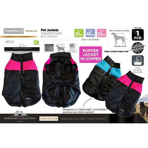 Dog Jacket Puffer Zip Walk 35-45-55