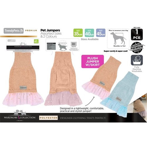 Dog Jumper Plush w/ Skirt 35-40-45cm