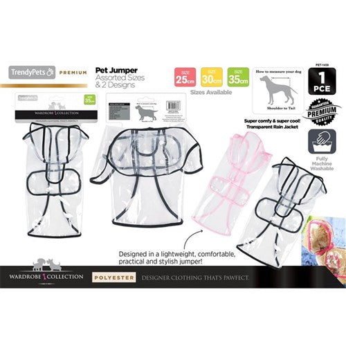 Dog Jacket Transparent Rain 25-30-35cm