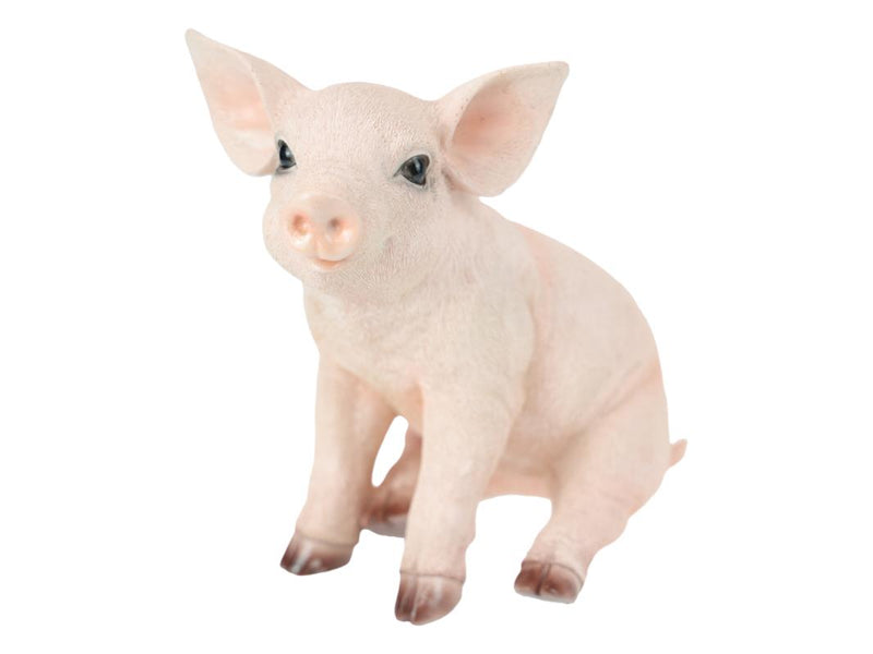 Sitting pink pig garden figurine
