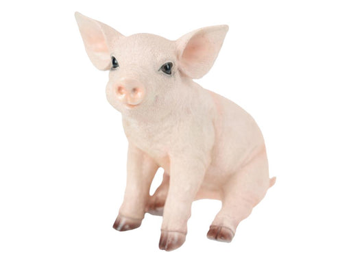 Sitting pink pig garden figurine