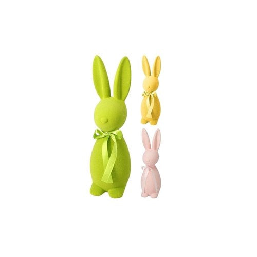 22cm flocked standing rabbit figurine assorted