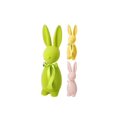 30cm flocked standing rabbit figurine assorted