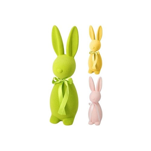 60cm flocked standing rabbit figurine assorted