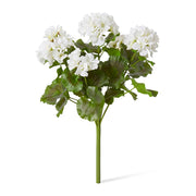 Compact artificial outdoor white geranium bush 41cm – thumbnail