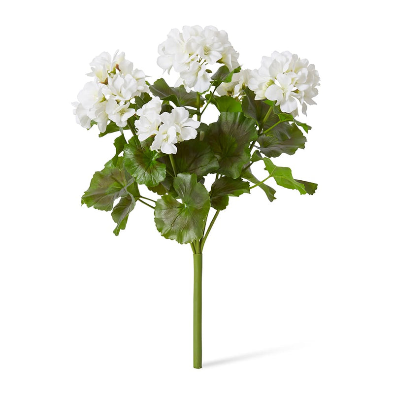 Compact artificial outdoor white geranium bush 41cm