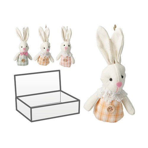 Fabric bunny hanging decoration 17cm assorted