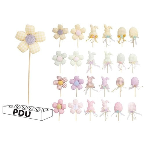 Fabric covered Easter egg on stick assorted