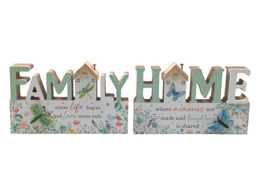 MDF wall plaque with family text and insects