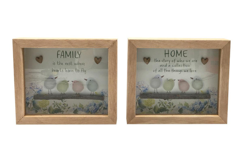 Assorted coloured rock birds plaque 18x15cm