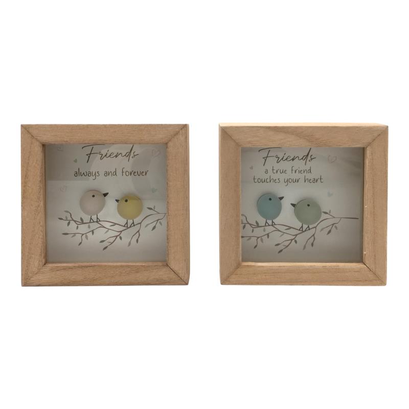 Coloured rock birds friendship plaque 12x12cm