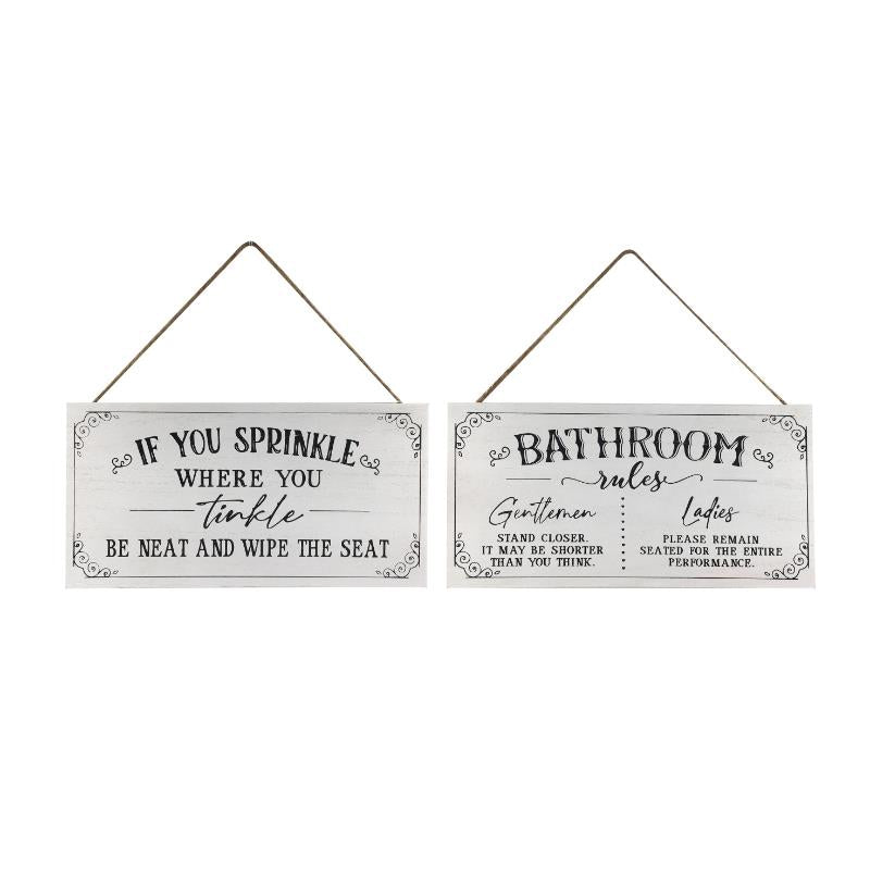 30X15CM MDF BATHROOM RULES 2 ASS