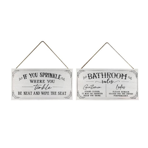 30X15CM MDF BATHROOM RULES 2 ASS