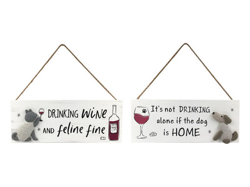 Hanging Plaque Cat & DogWine 30cm