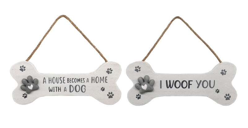 Hanging dog wording wall plaque 20x8cm