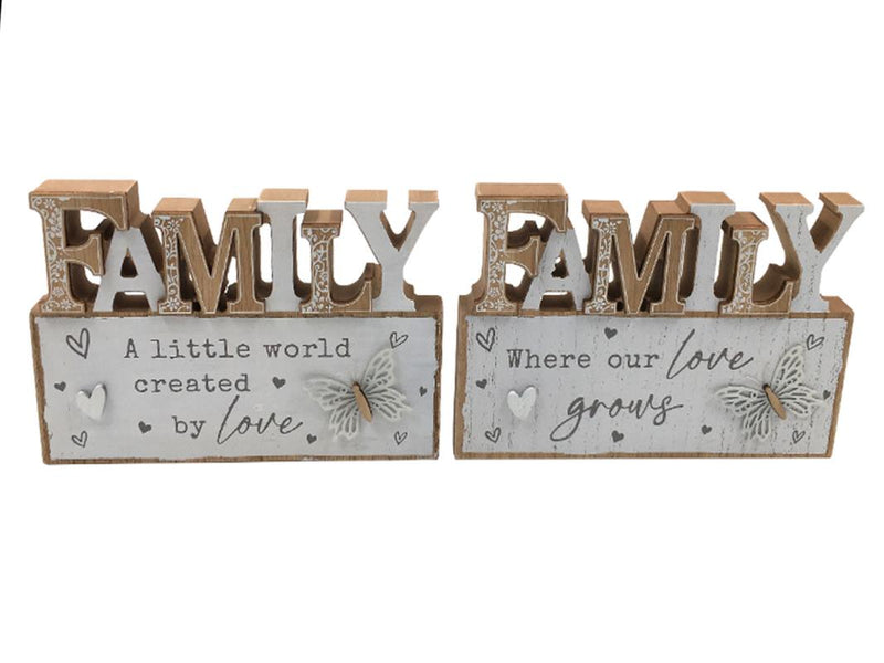 Family Plaque withButterfly 2 Assorted 20x14cm