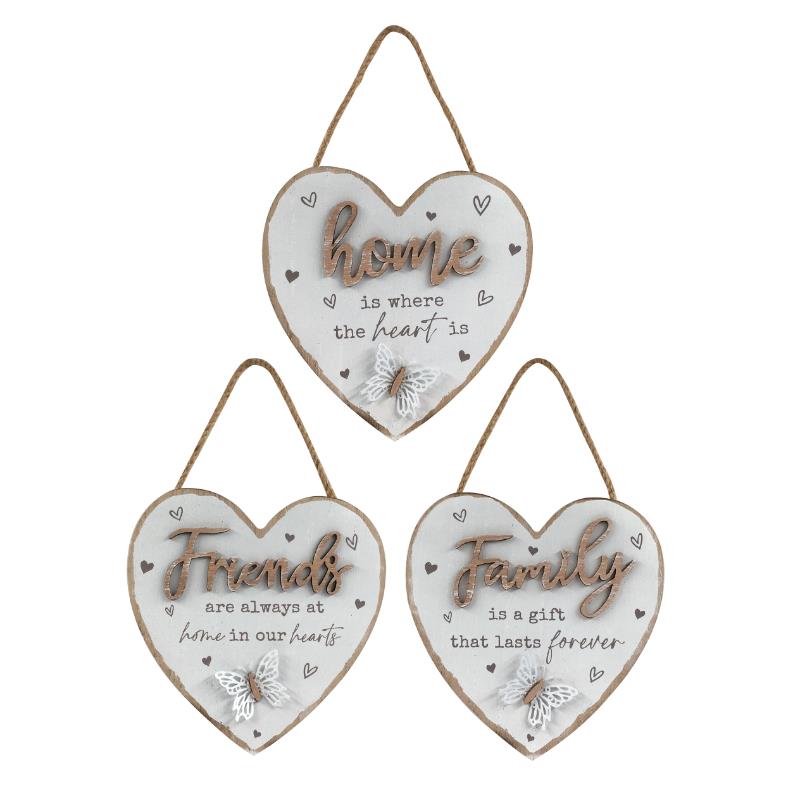 Heart Plaque- Family, Home, Friends 15cm