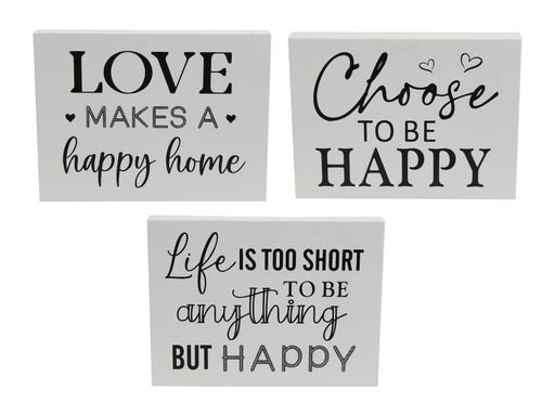 Small MDF wall plaque with happy quote assorted