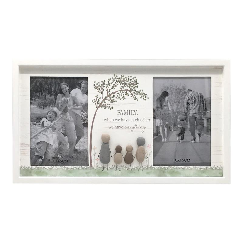 Twin family photo frame with rock family design