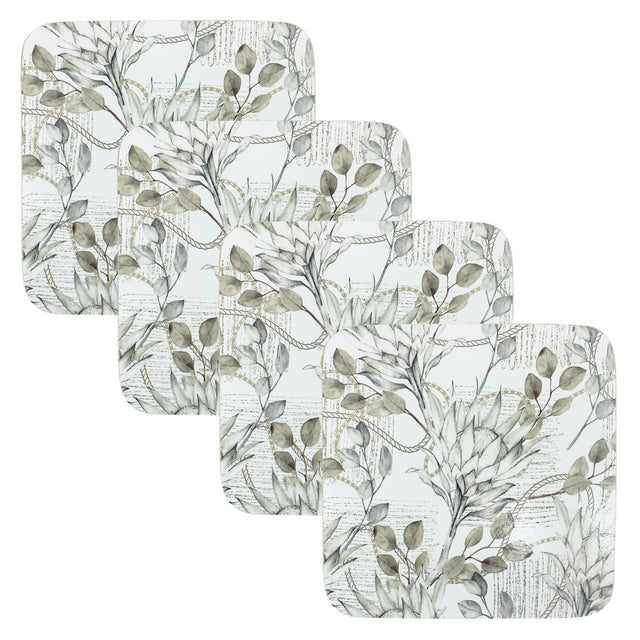 Set of 4 warm floral coasters