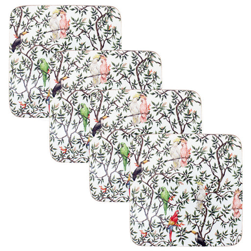 Feather print coasters set of 4