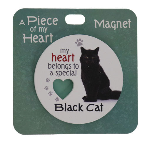 Black cat magnet with sleek elegant design.