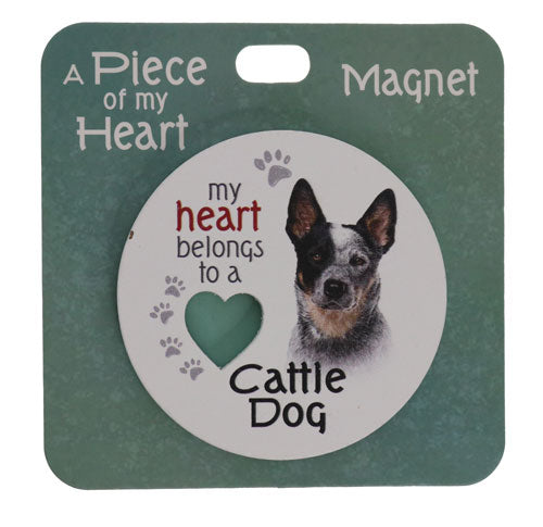 Australian Cattle Dog magnet with rustic style.