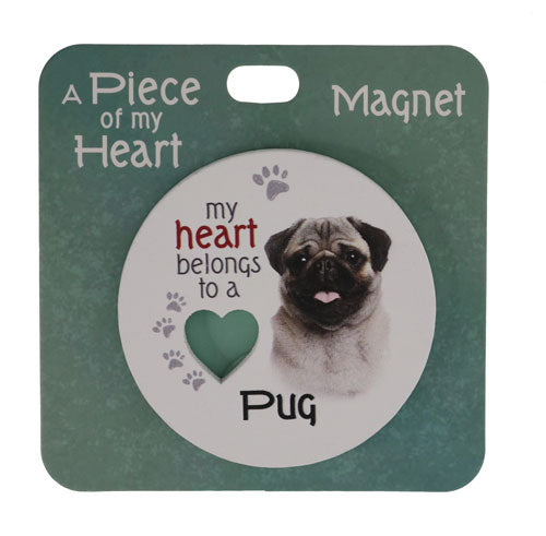 Pug themed fridge magnet with playful design