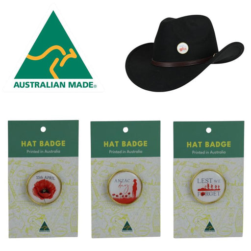 ANZAC Day poppy hat badge
