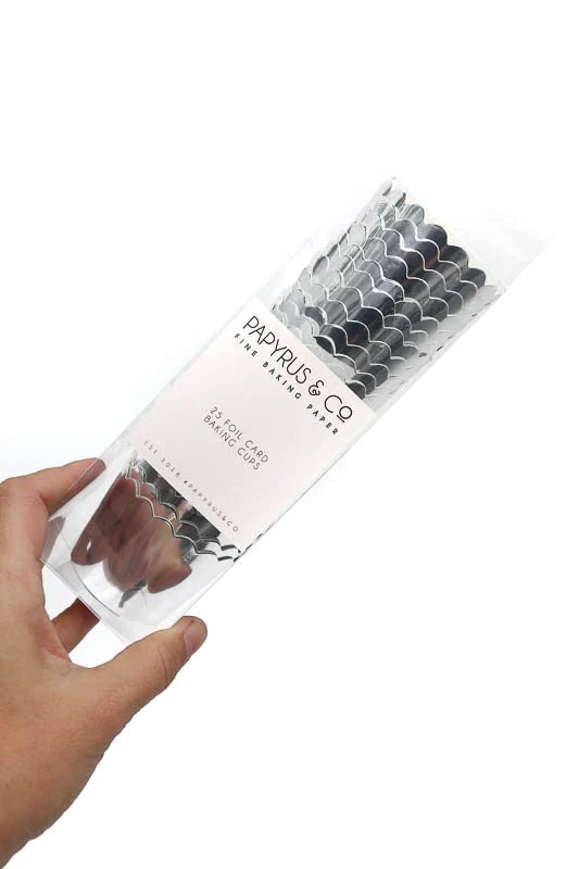 Foil Card Baking Cups Silver 25pk