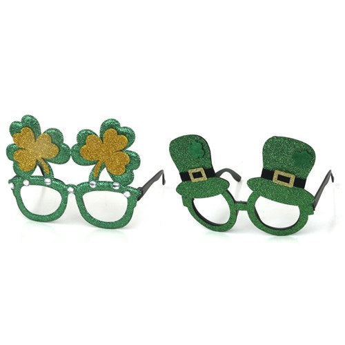 Assorted St Patrick novelty party glasses