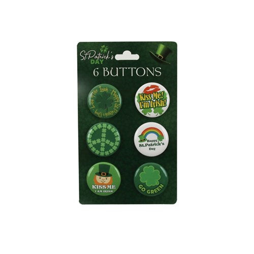 St Patrick party buttons six pack