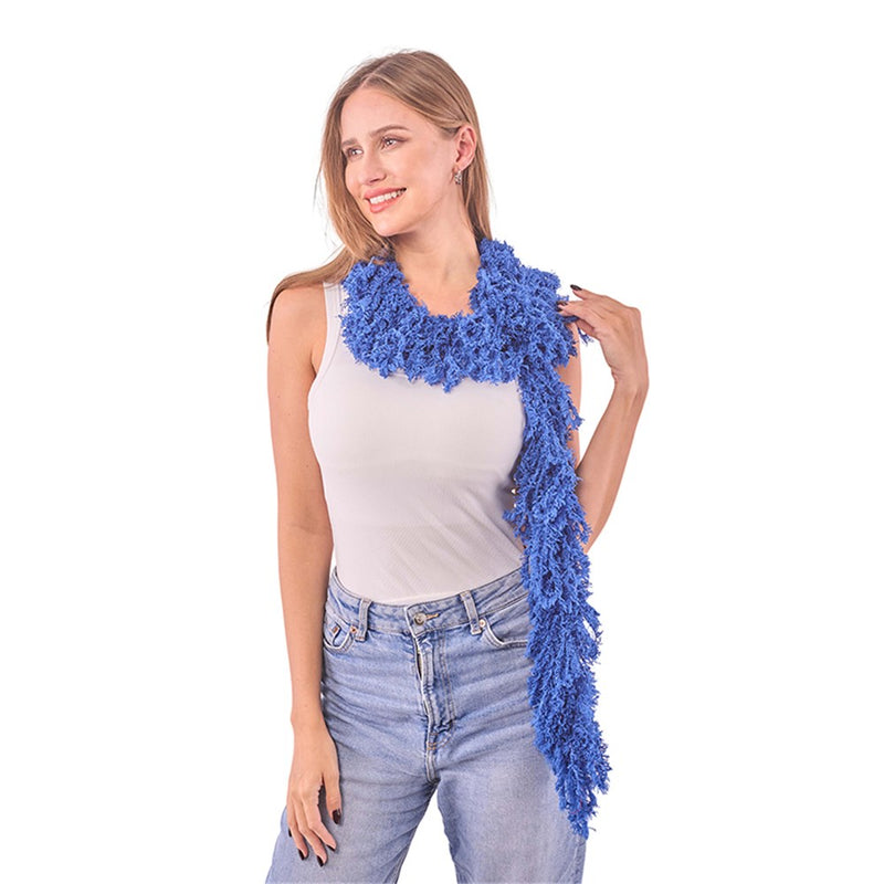 Blue polyester feather-style boa 150cm