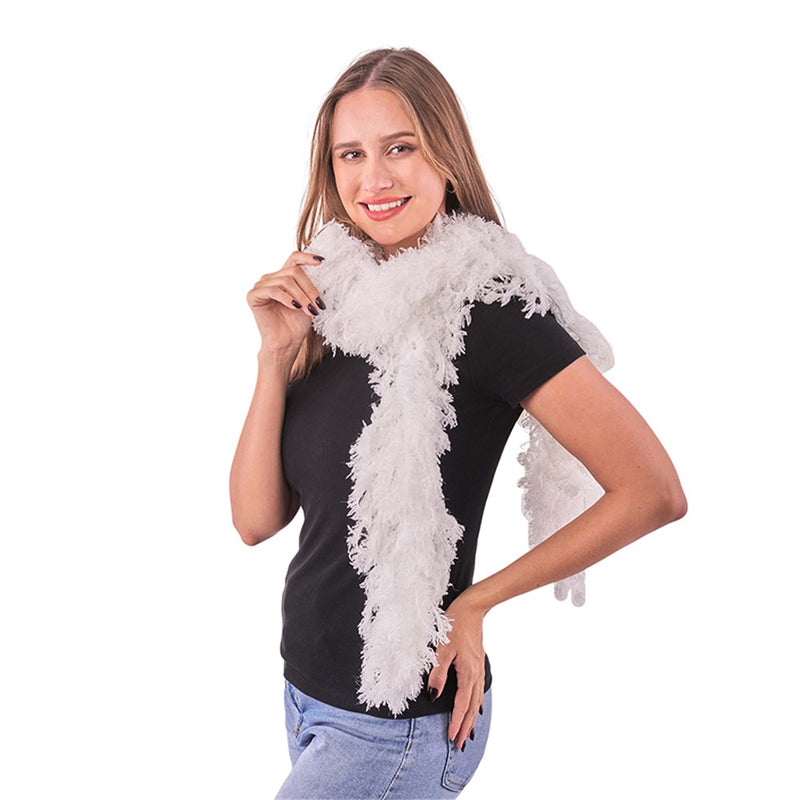 White polyester feather-style boa 150cm