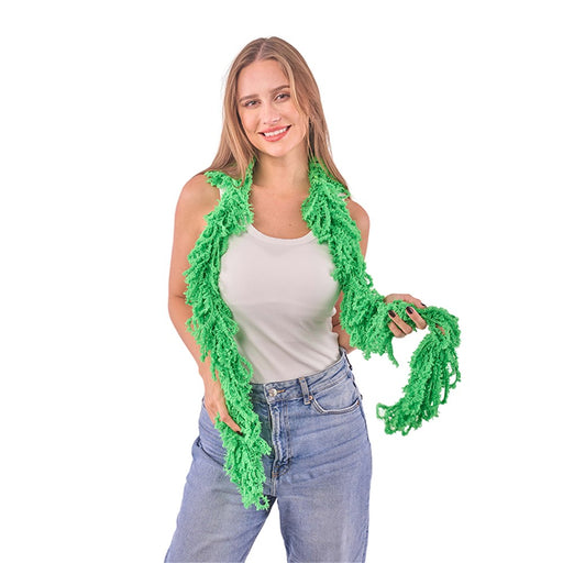Green polyester feather-style boa 150cm
