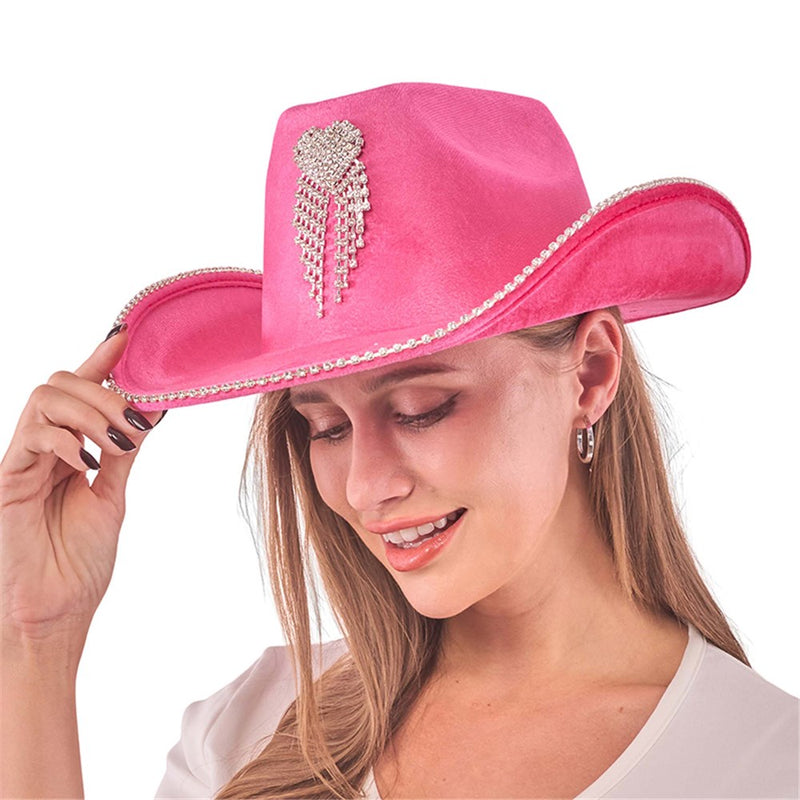 Pink cowgirl hat with jewel-style decorations