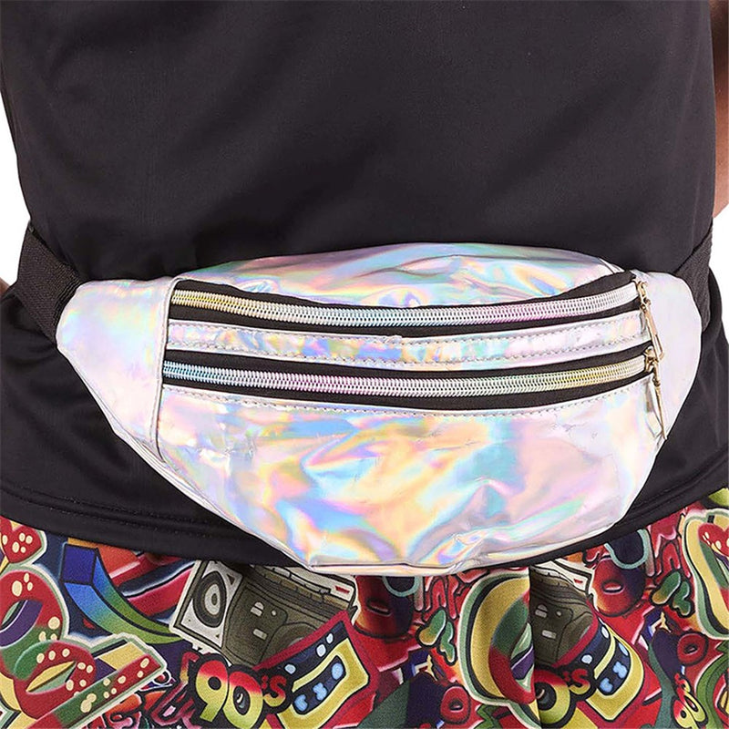 Iridescent white bum bag for festival and party wear