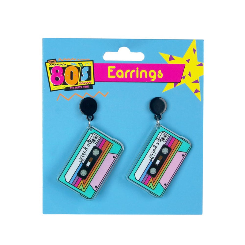 Cassette tape shaped retro costume earrings