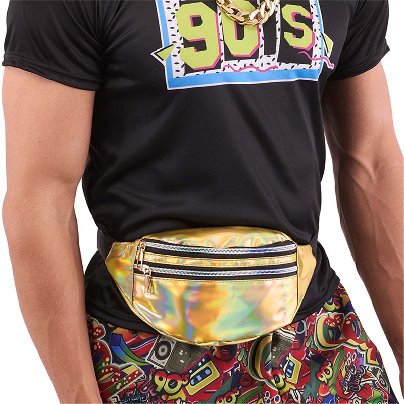 Iridescent gold bum bag for party and festival use