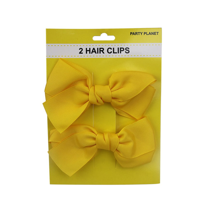 Two-pack yellow bow hair clips