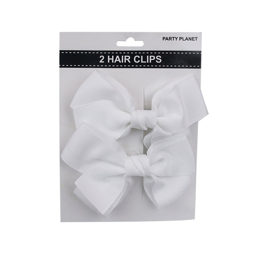 Two-pack white bow hair clips