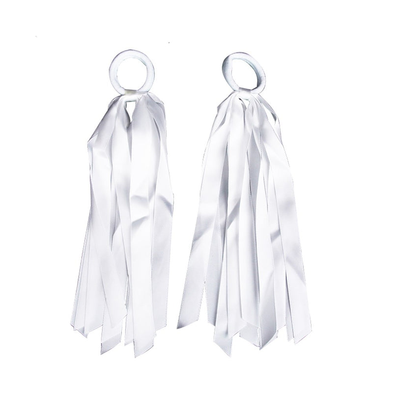 Two-pack white tassel hair ties