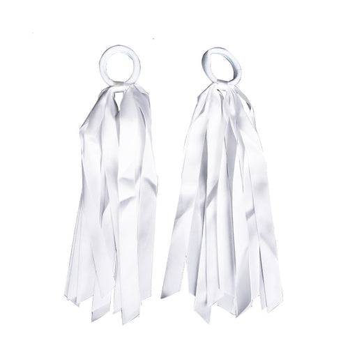 Two-pack white tassel hair ties