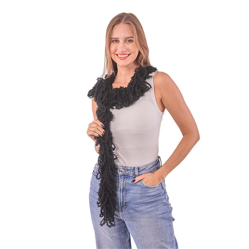 Black polyester feather-style boa 150cm