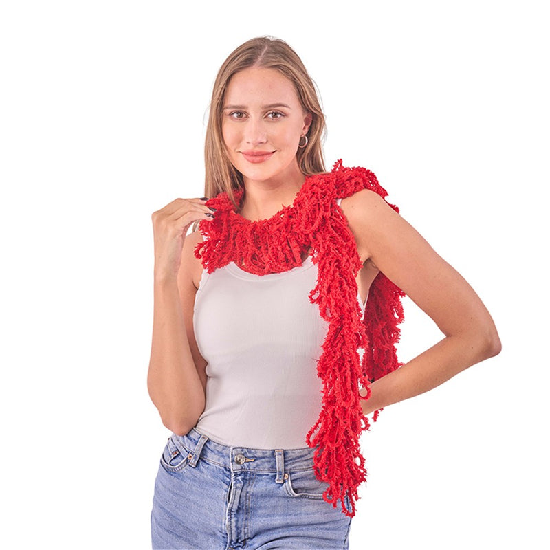 Red polyester feather-style boa 150cm