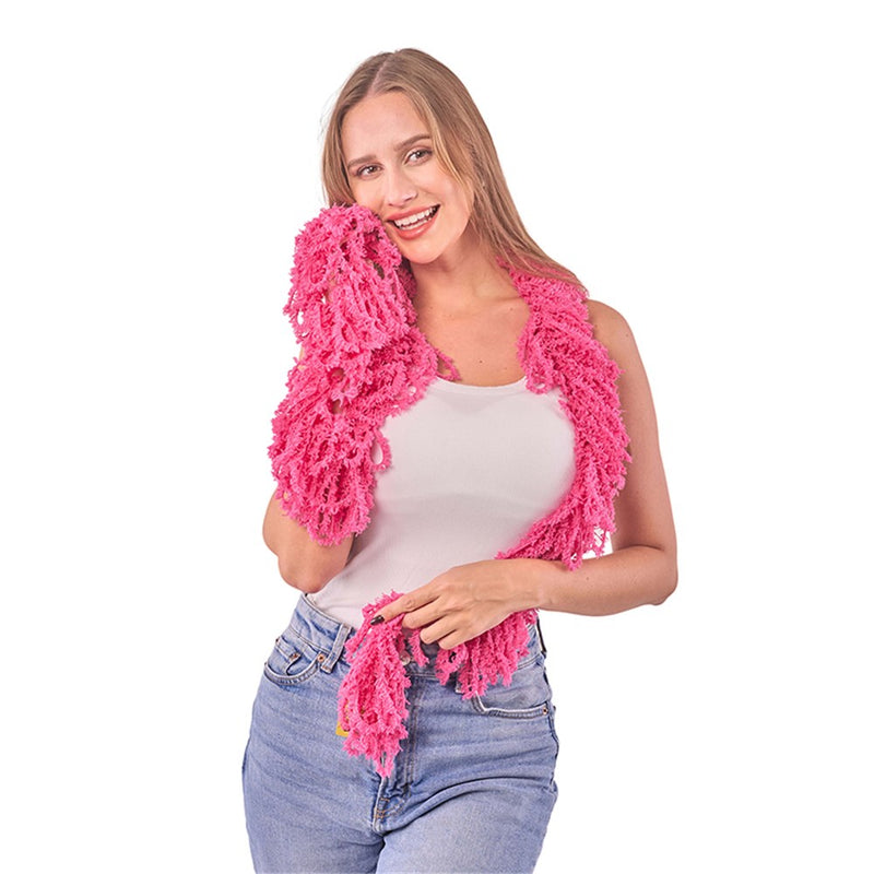 Pink polyester feather-style boa 150cm