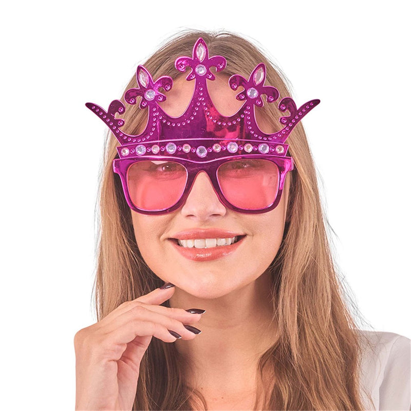 Pink metallic crown party glasses