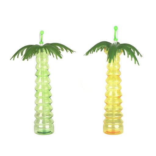 Palm tree shaped cup with straw